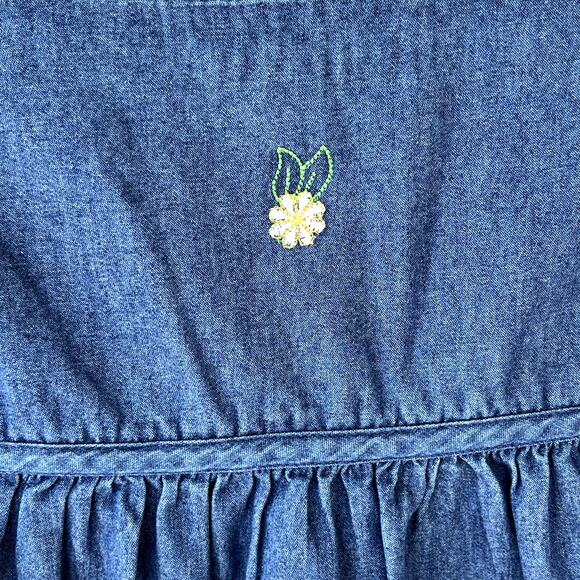 Go Softly Chambray Denim Patio Dress Zip Front Embroidered Pockets Womens XL - Picture 6 of 9